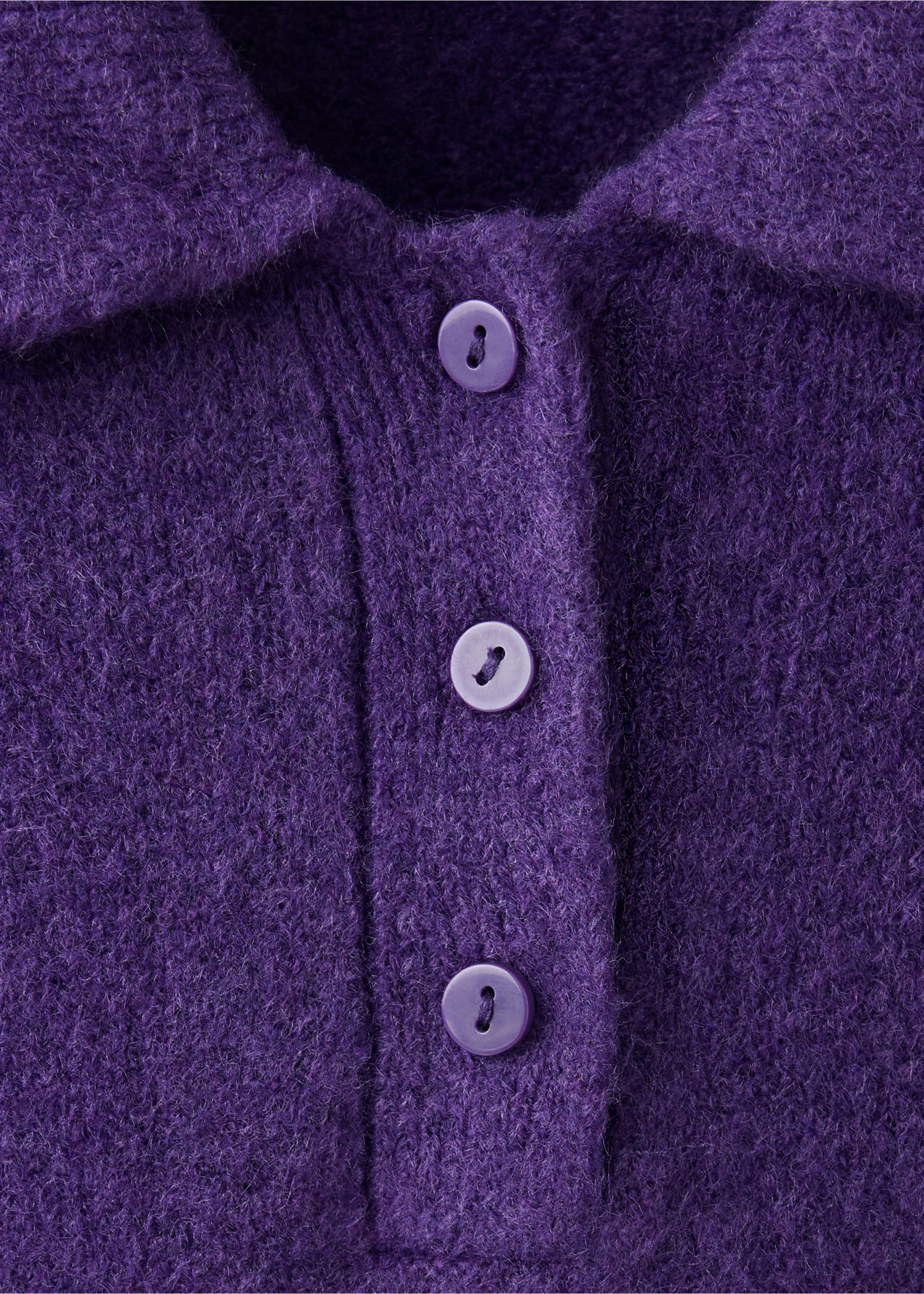 Knitted polo-neck sweater - Details of the article 8, Purple. Ref: 37017782-00.