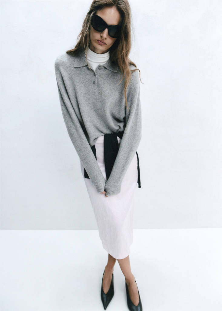 Knitted polo-neck sweater by Mango