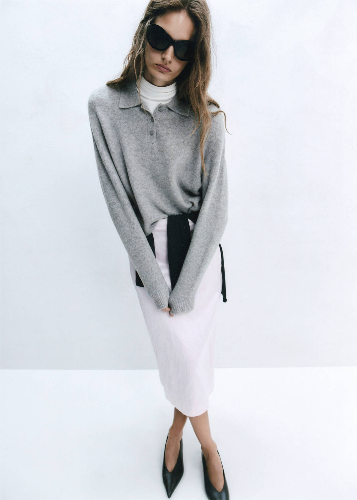 Knitted polo-neck sweater