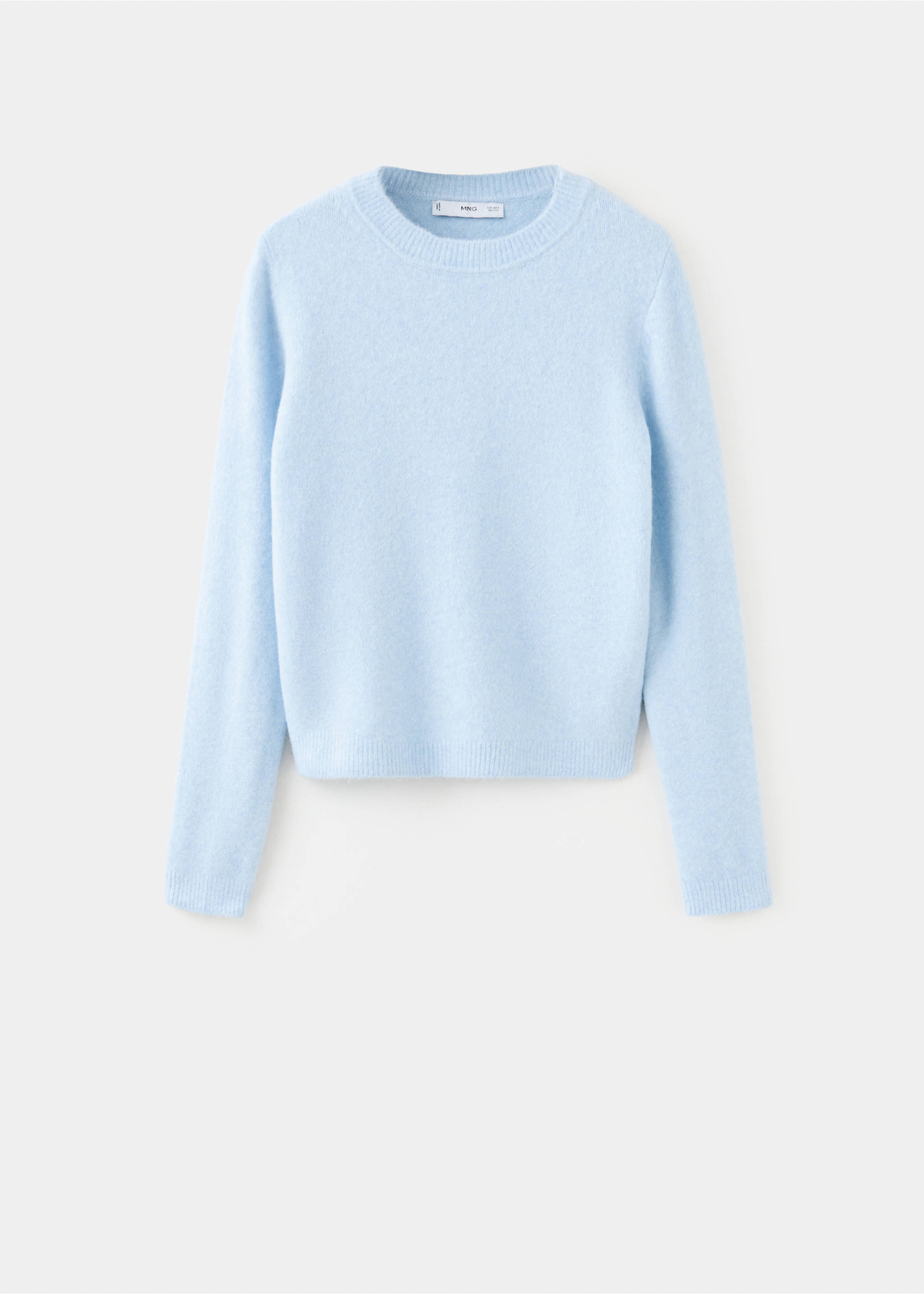 Light blue crew neck jersey sweater with ribbed trims., Sky Blue. Ref: 37017783-00.