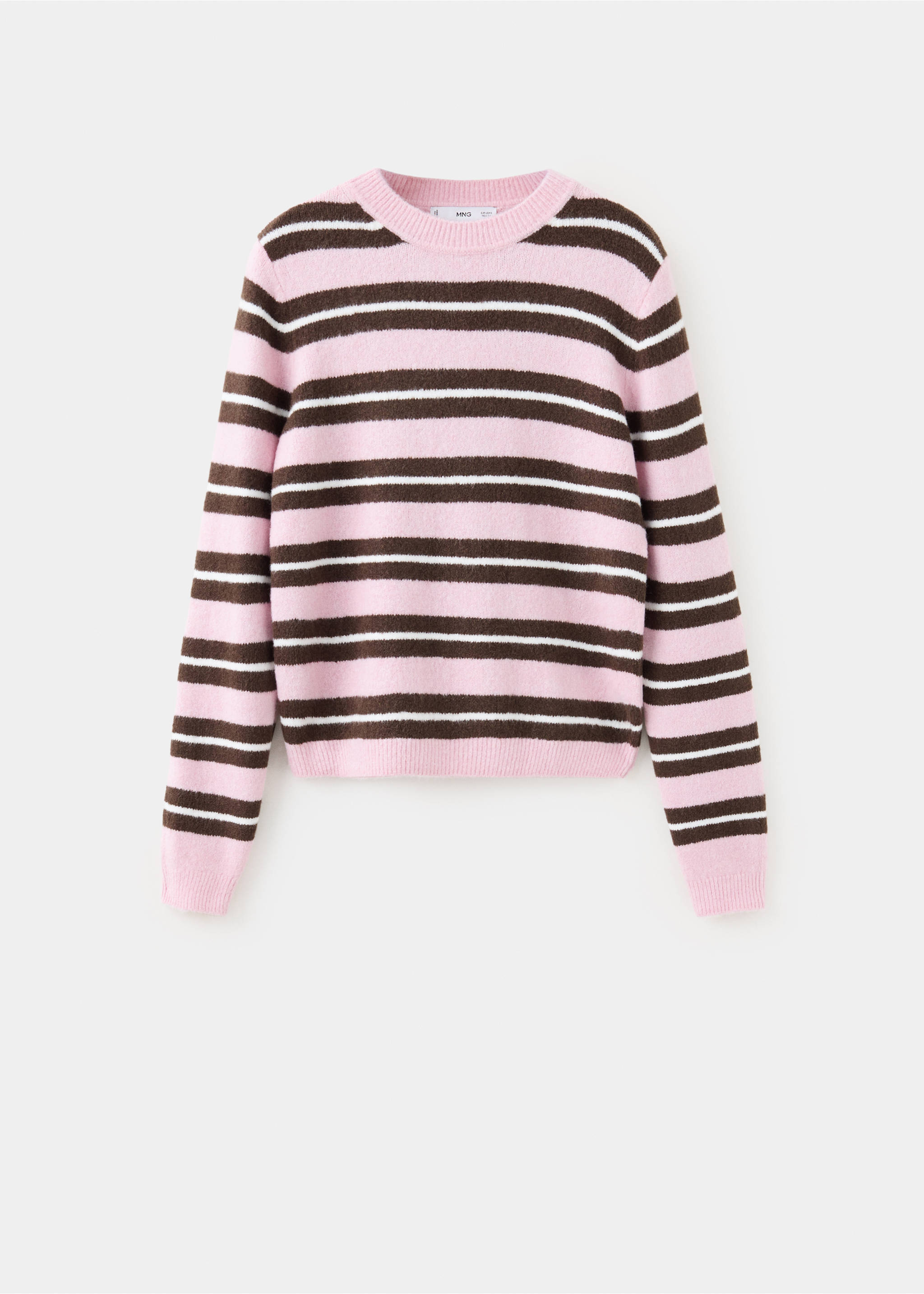 Round-neck knitted sweater - Article without model, Light Pink. Ref: 37017783-00.