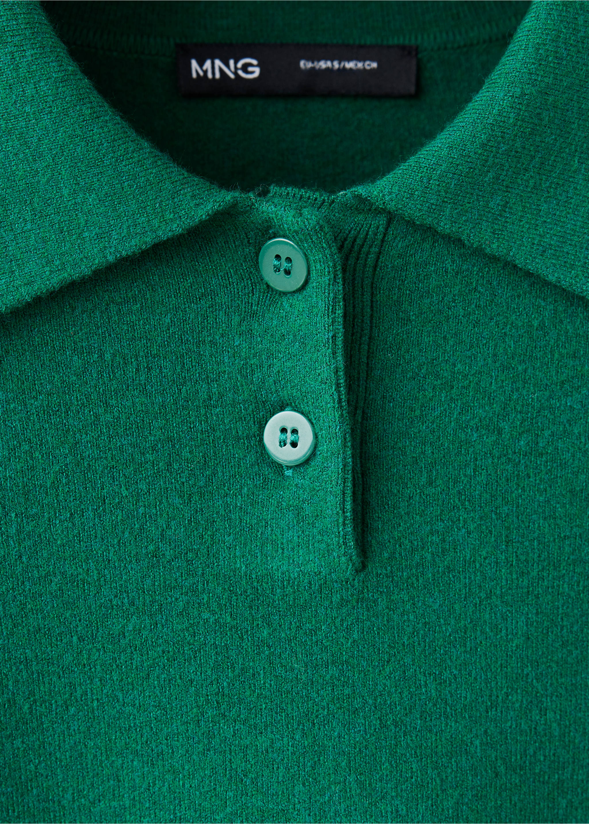 Jersey punto cuello polo - Detalle del artículo 8, Verde oscuro. Ref: 37017787-00.