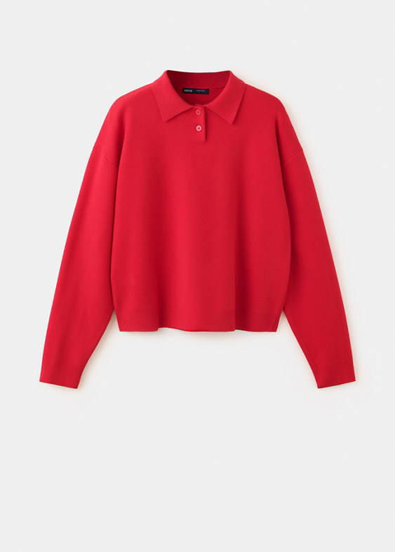 Sweter z dzianiny z kołnierzykiem polo