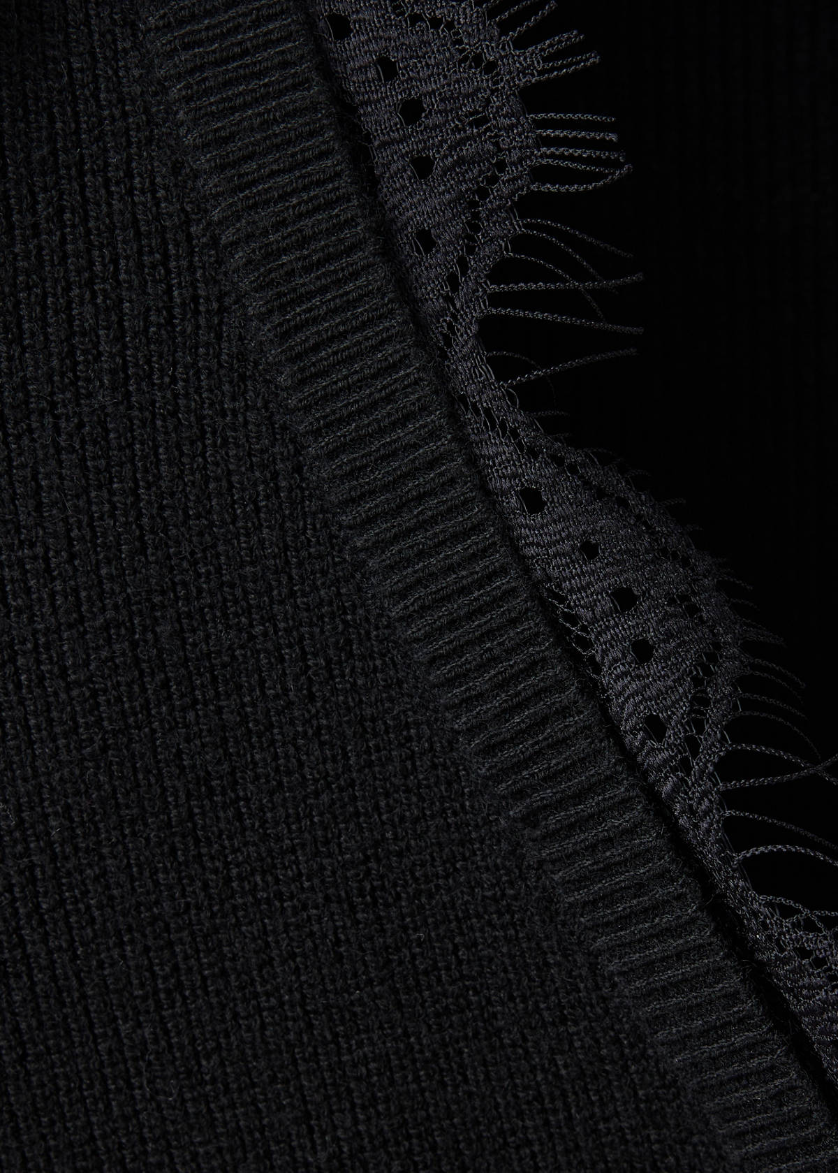V-neck lace jumper — Black
