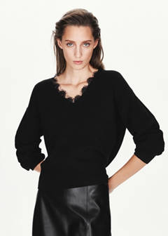 V-neck lace jumper — Black 10