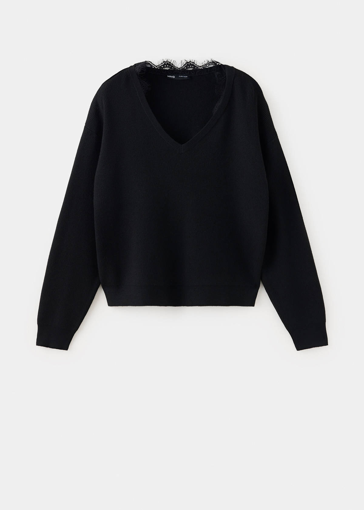 V-neck lace jumper — Black