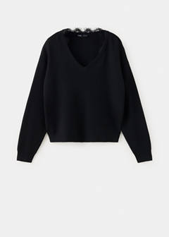 V-neck lace jumper — Black 7