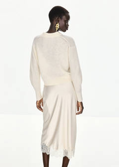 V-neck alpaca blend jumper — Ecru 3
