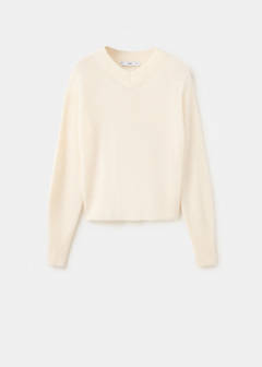 V-neck alpaca blend jumper — Ecru 6