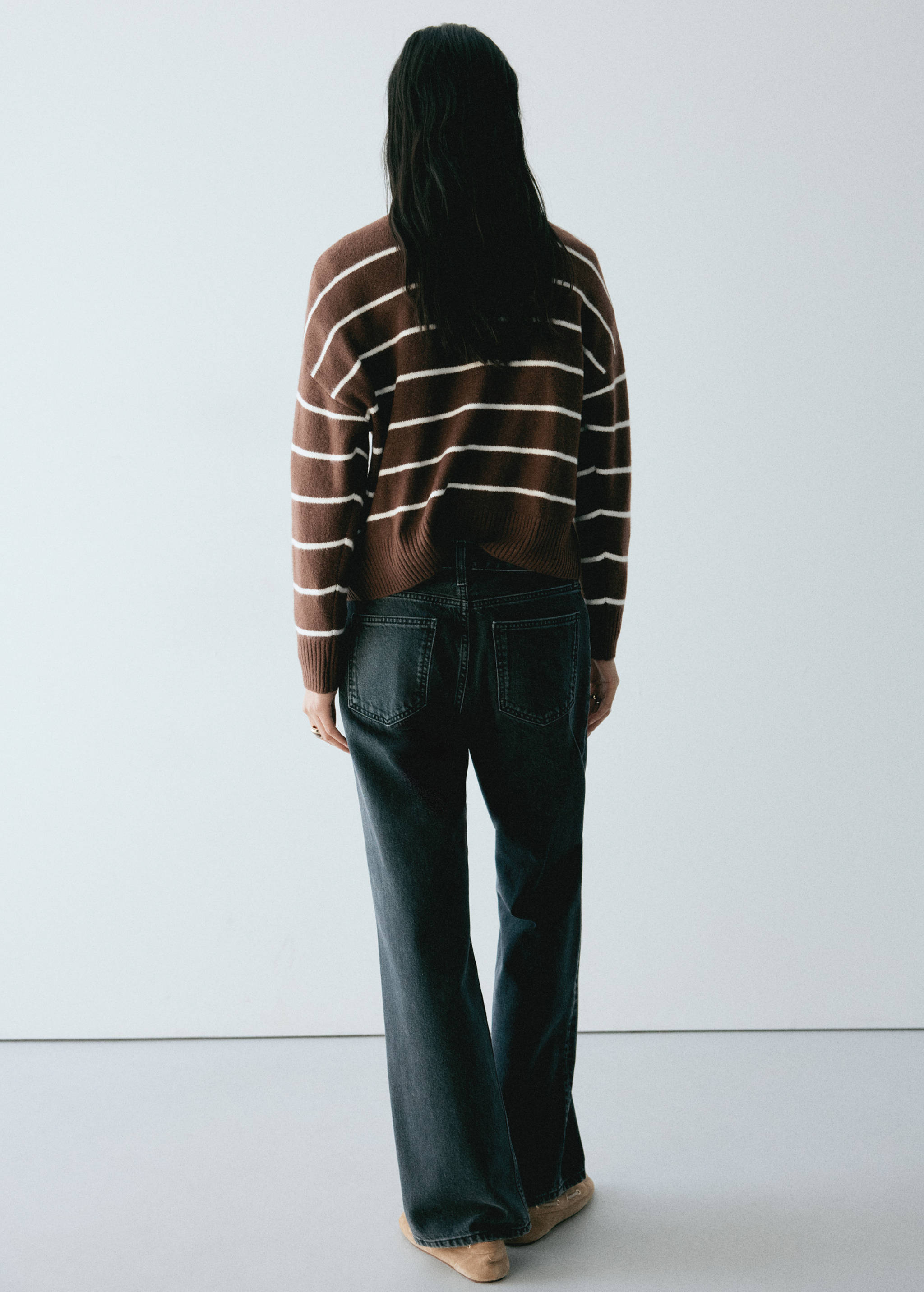 Striped sweater with perkins neck - Reverse of the article