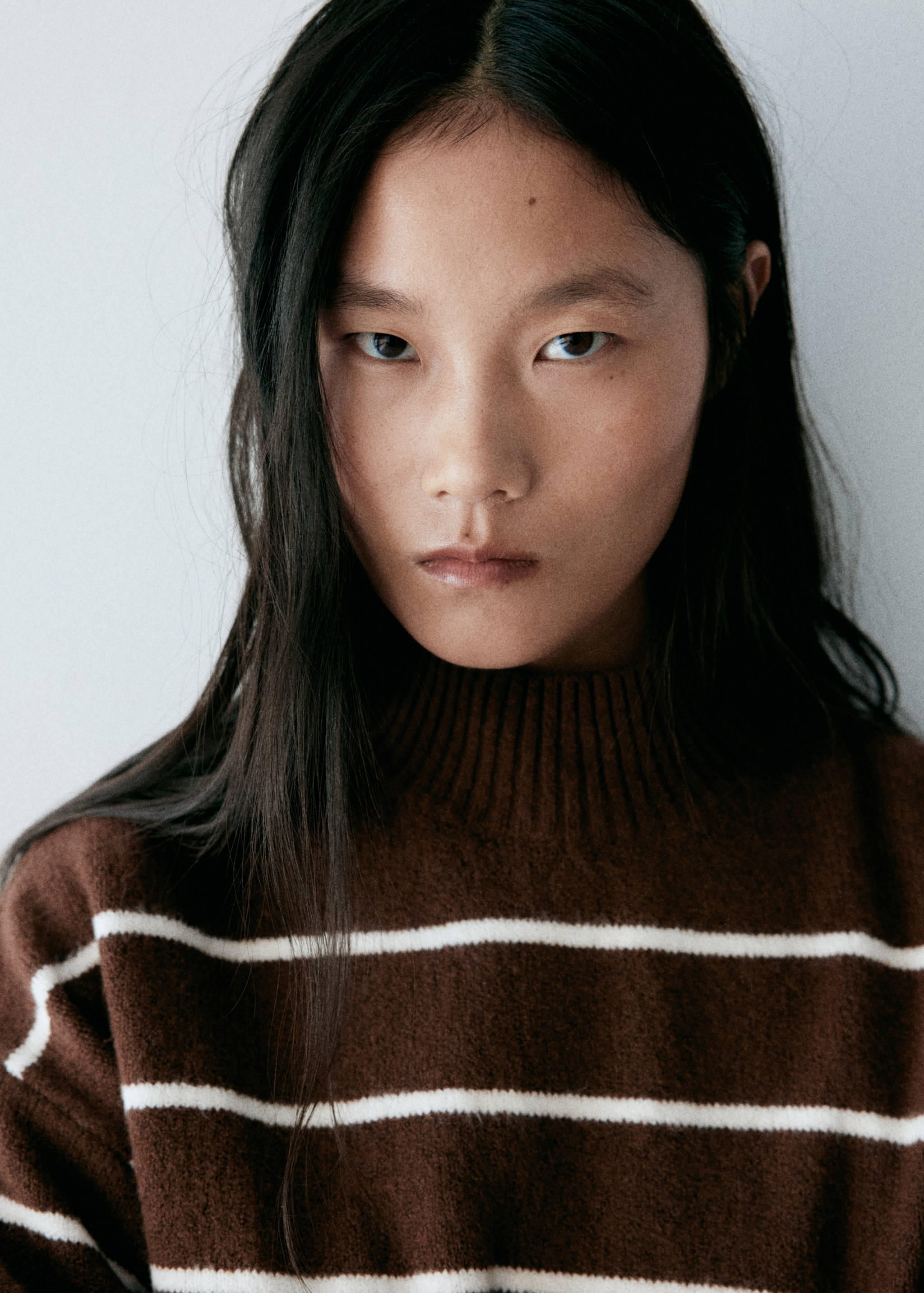 Striped sweater with perkins neck - Details of the article 1