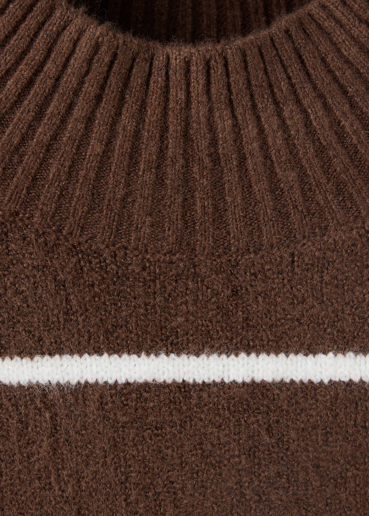 Striped sweater with perkins neck — Brown