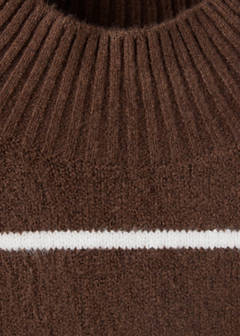 Striped sweater with perkins neck — Brown 6