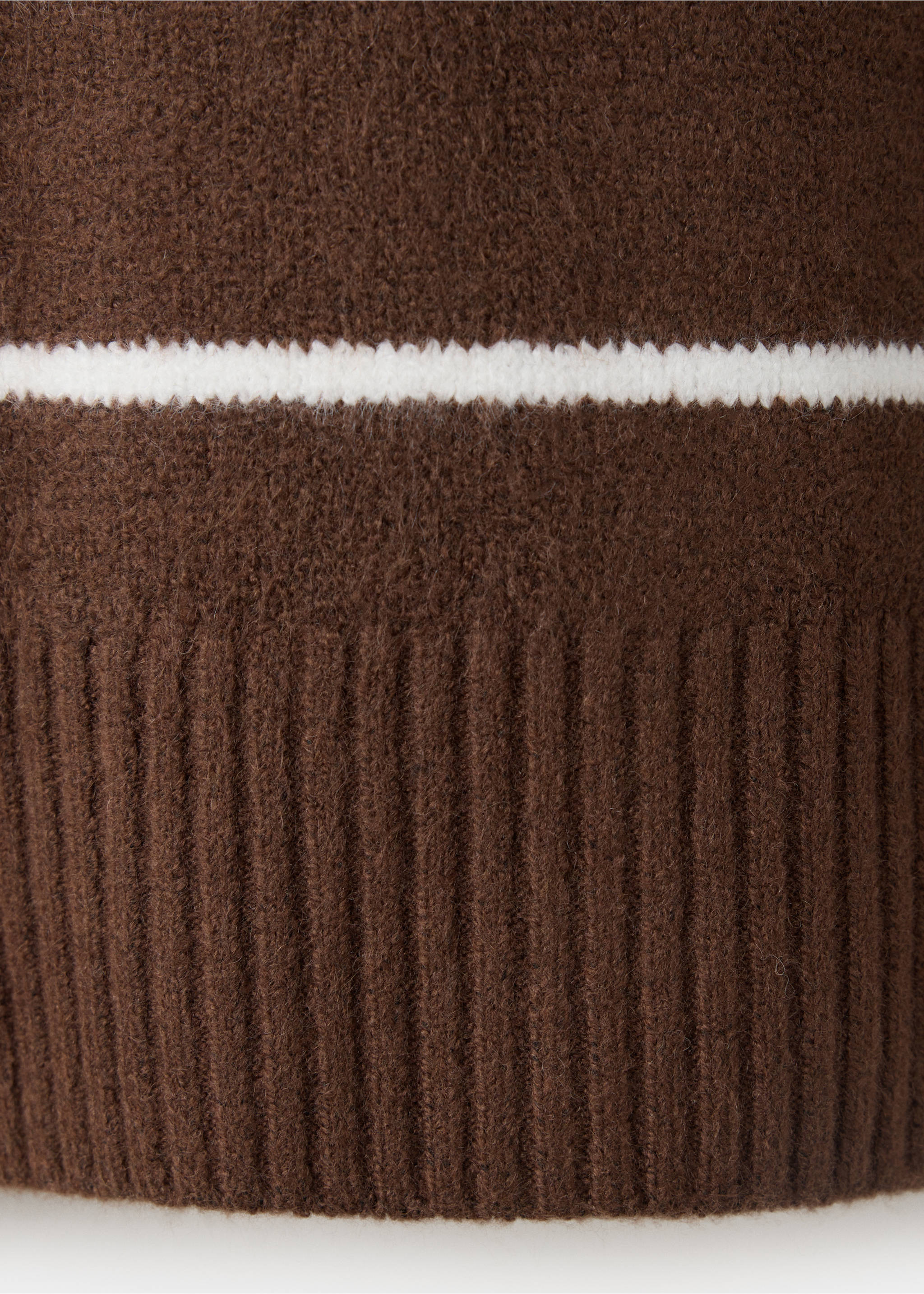 Striped sweater with perkins neck - Details of the article 0, Brown. Ref: 37017792-00.