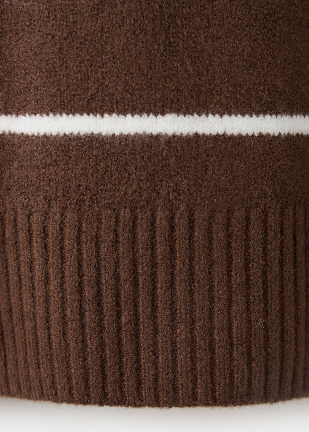 Striped sweater with perkins neck — Brown