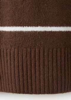Striped sweater with perkins neck — Brown 7