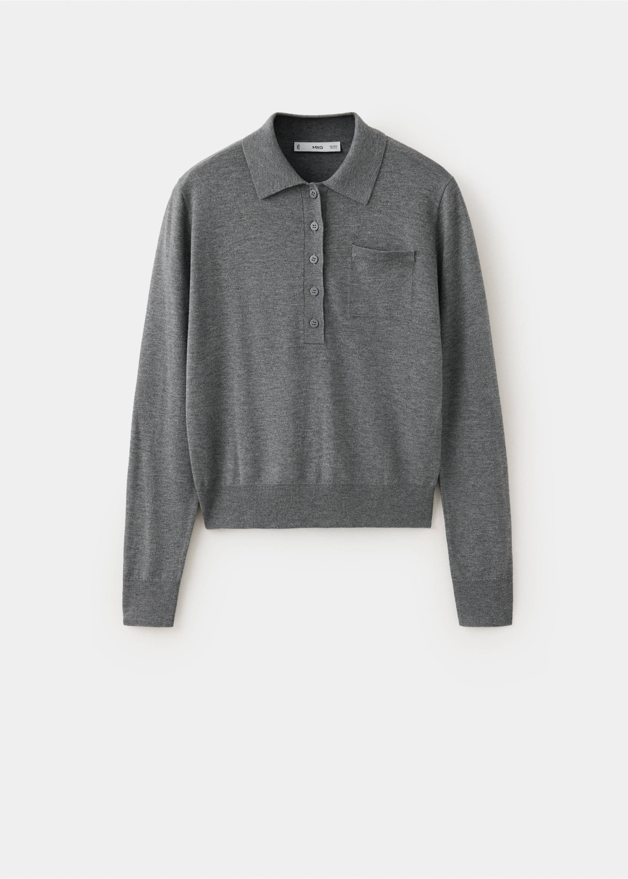 Polo-neck jumper with pocket - Article without model, Medium Heather Grey. Ref: 37017794-00.