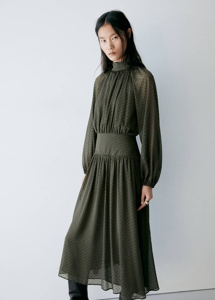 Polka Dot Dress With Ruched Panel