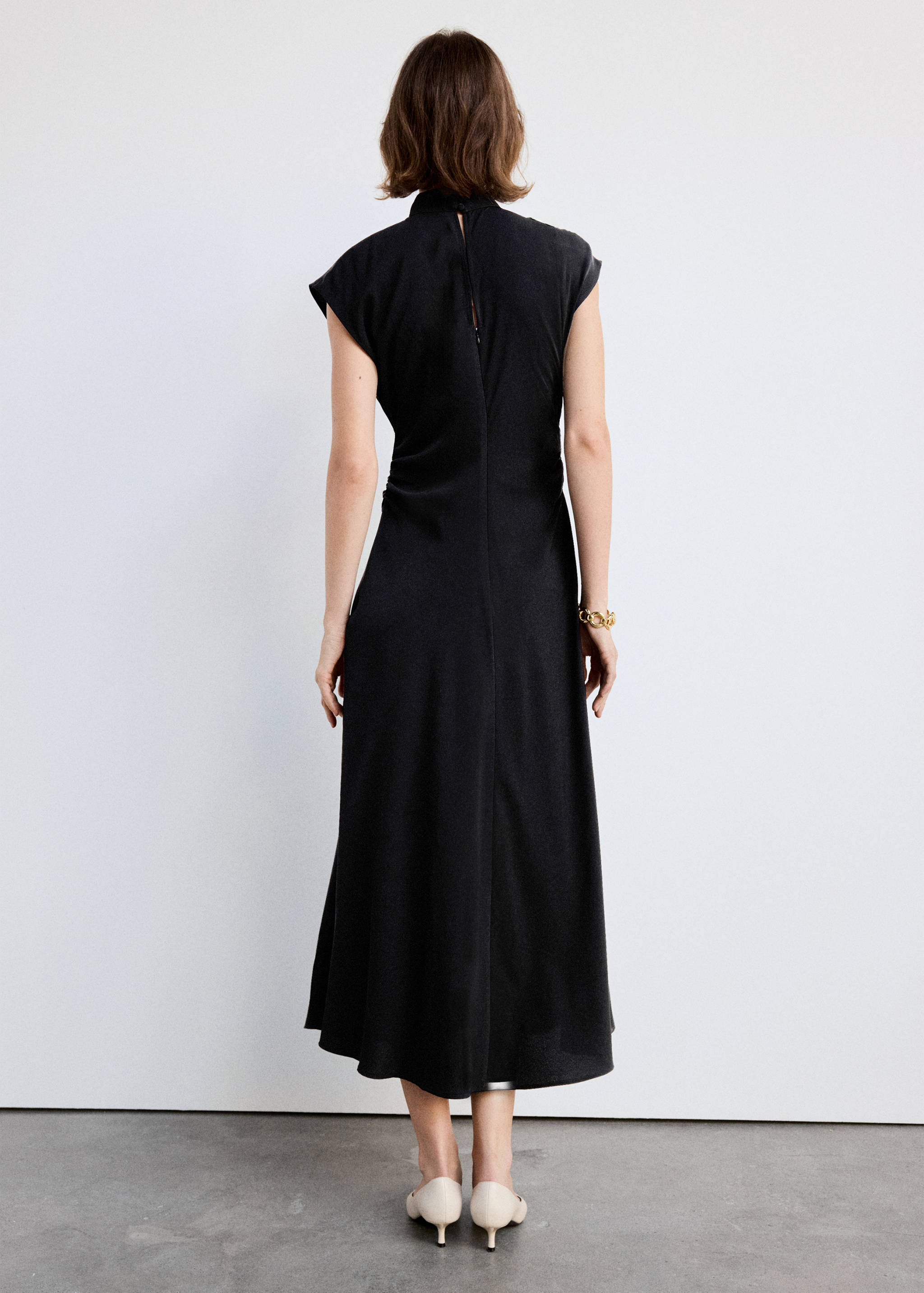 Gathered funnel neck dress - Reverse of the article