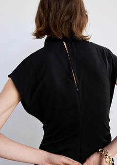 Gathered funnel neck dress — Black 5