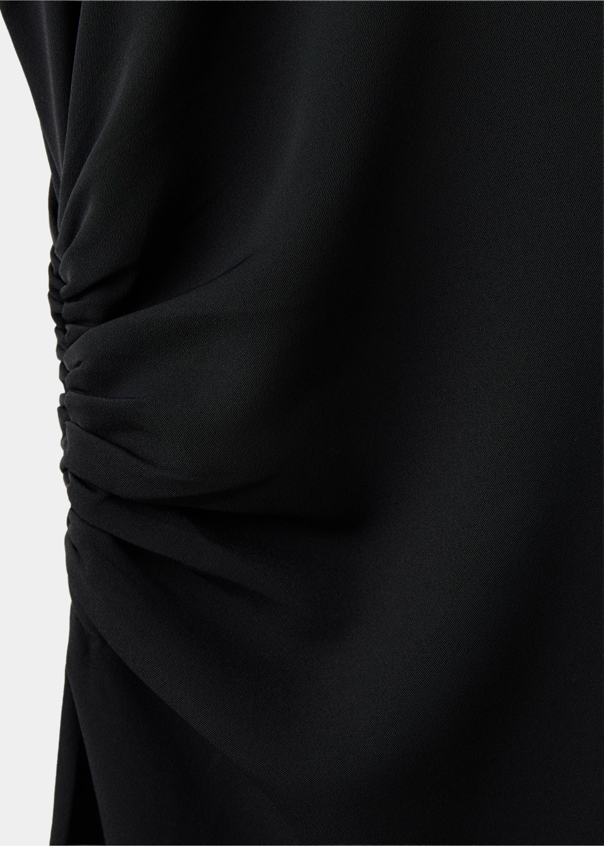 Gathered funnel neck dress - Details of the article 8, Black. Ref: 37017799-00.