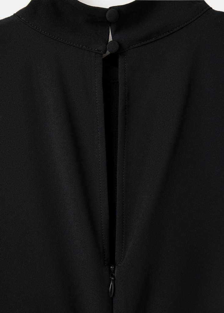 Gathered funnel neck dress — Black