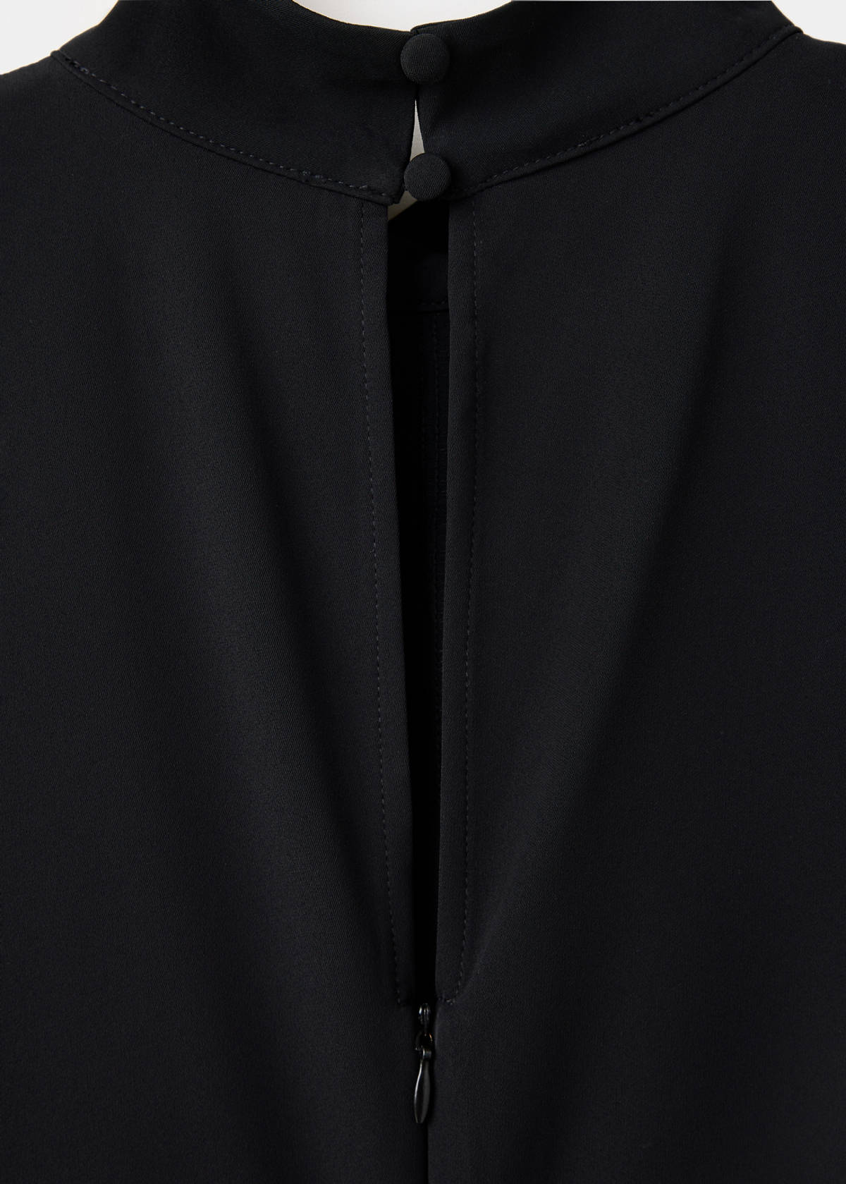 Gathered funnel neck dress — Black