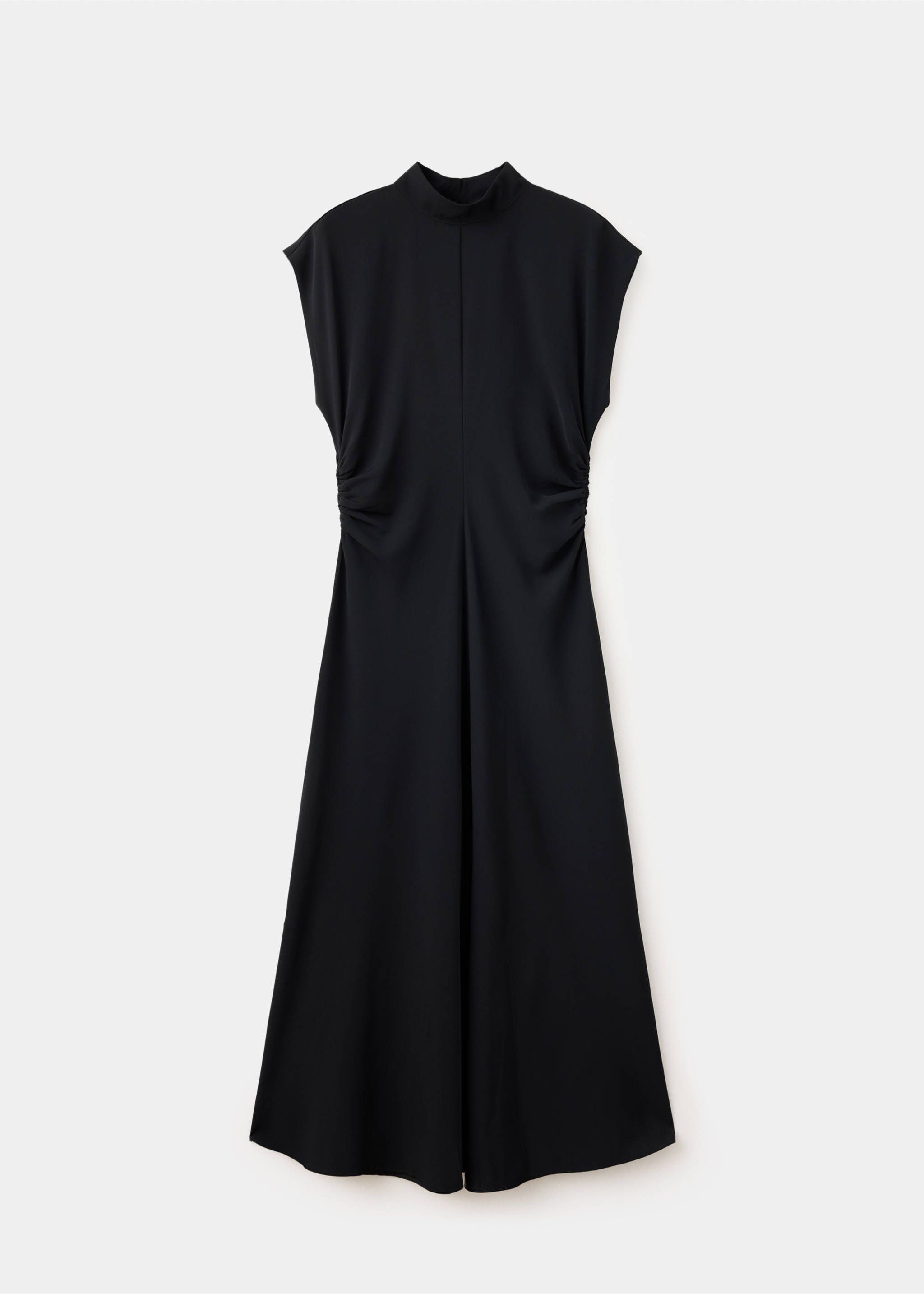 Gathered funnel neck dress - Article without model, Black. Ref: 37017799-00.