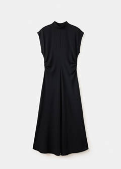 Gathered funnel neck dress — Black 6