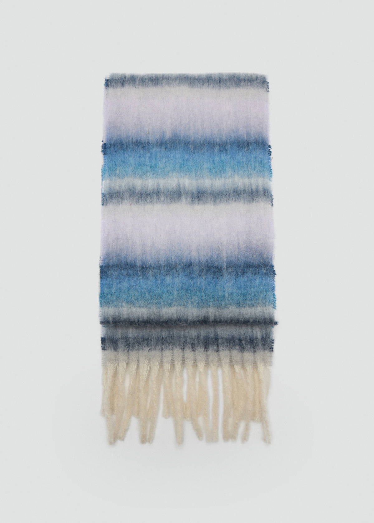 Striped scarf with tasselled ends — Lilac