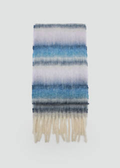 Striped scarf with tasselled ends — Lilac 1