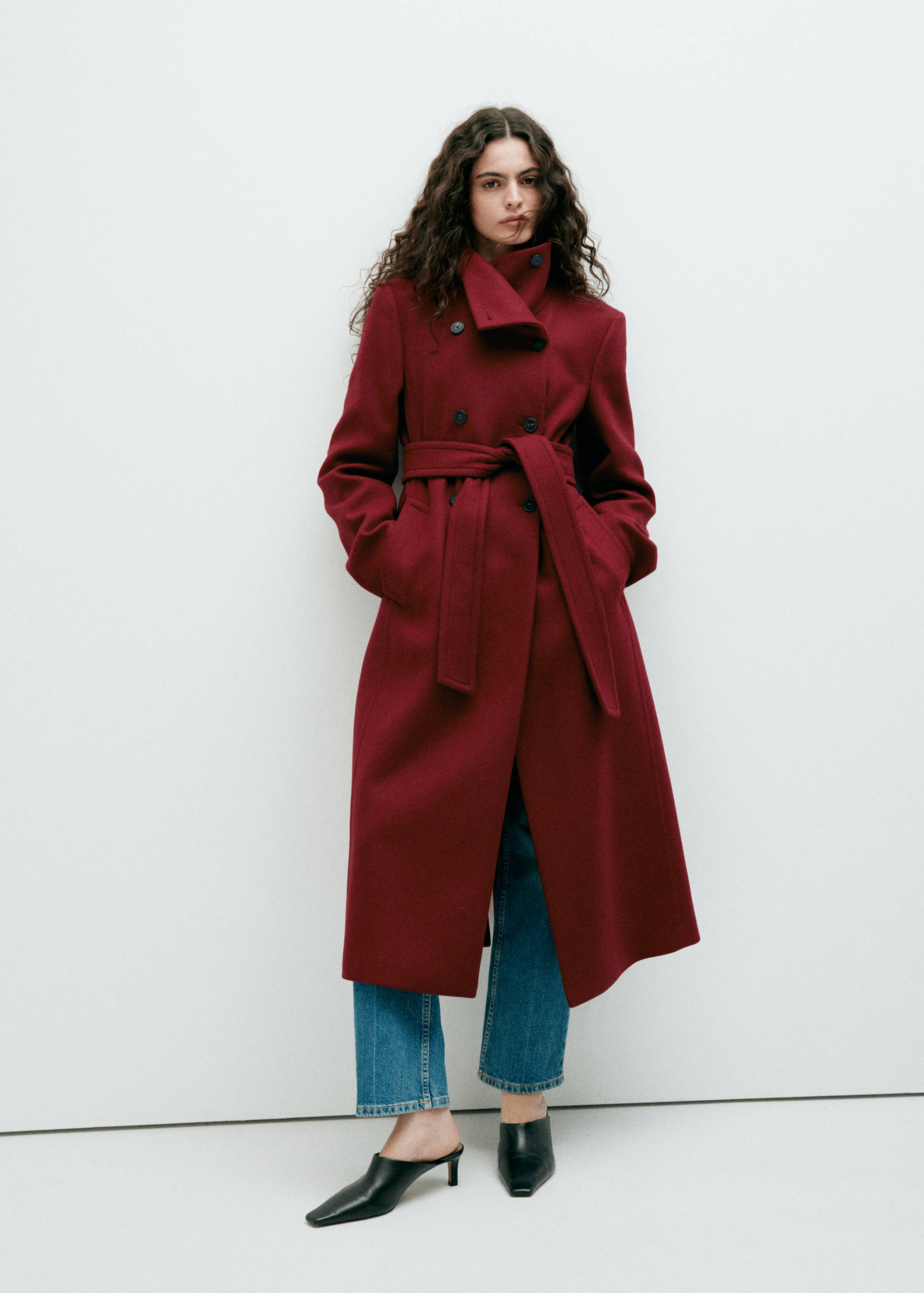 Manteau en laine Manteco à col cheminée - Plan général