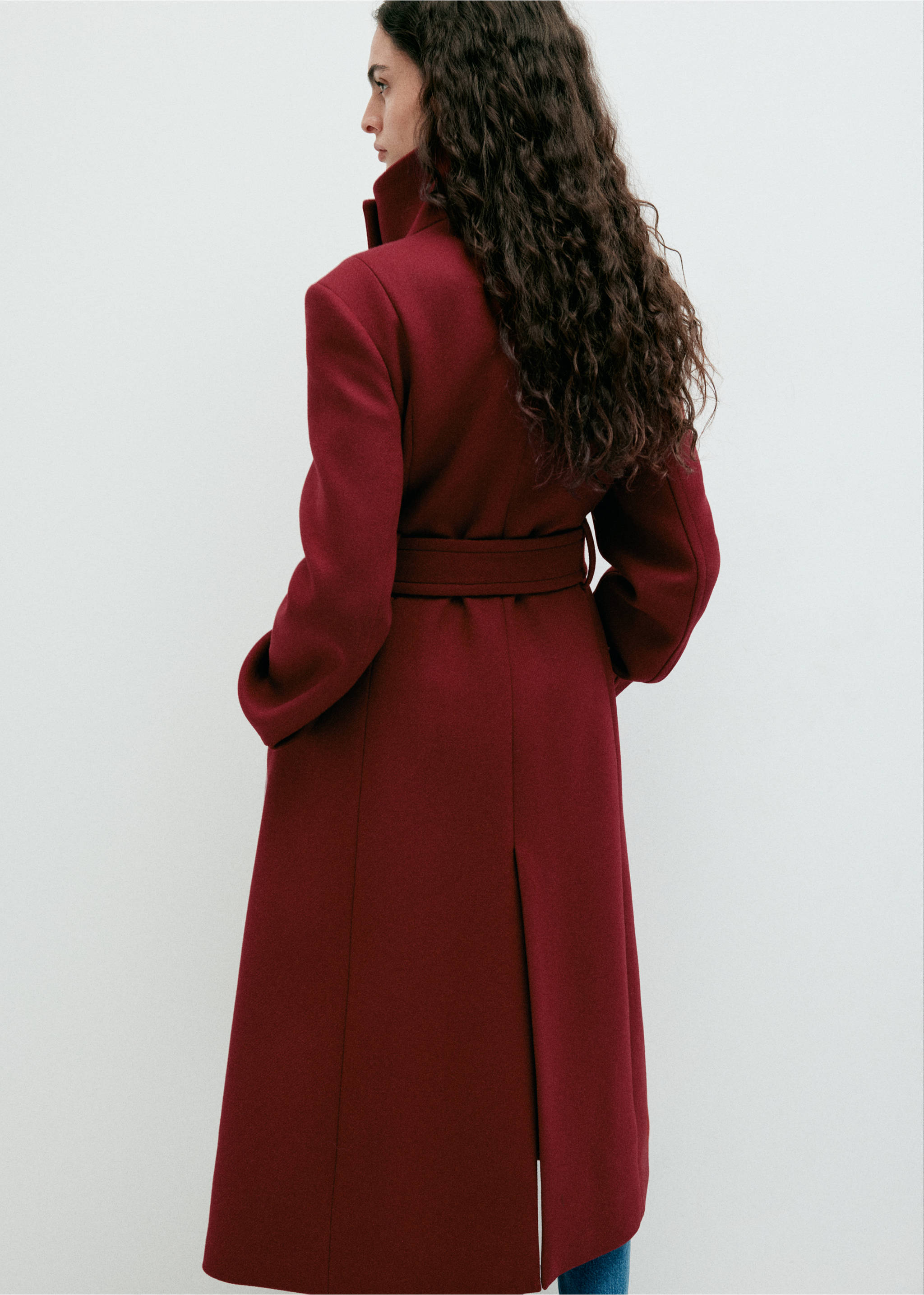 Manteco wool coat with funnel neck - Reverse of the article, Red. Ref: 37017807-00.