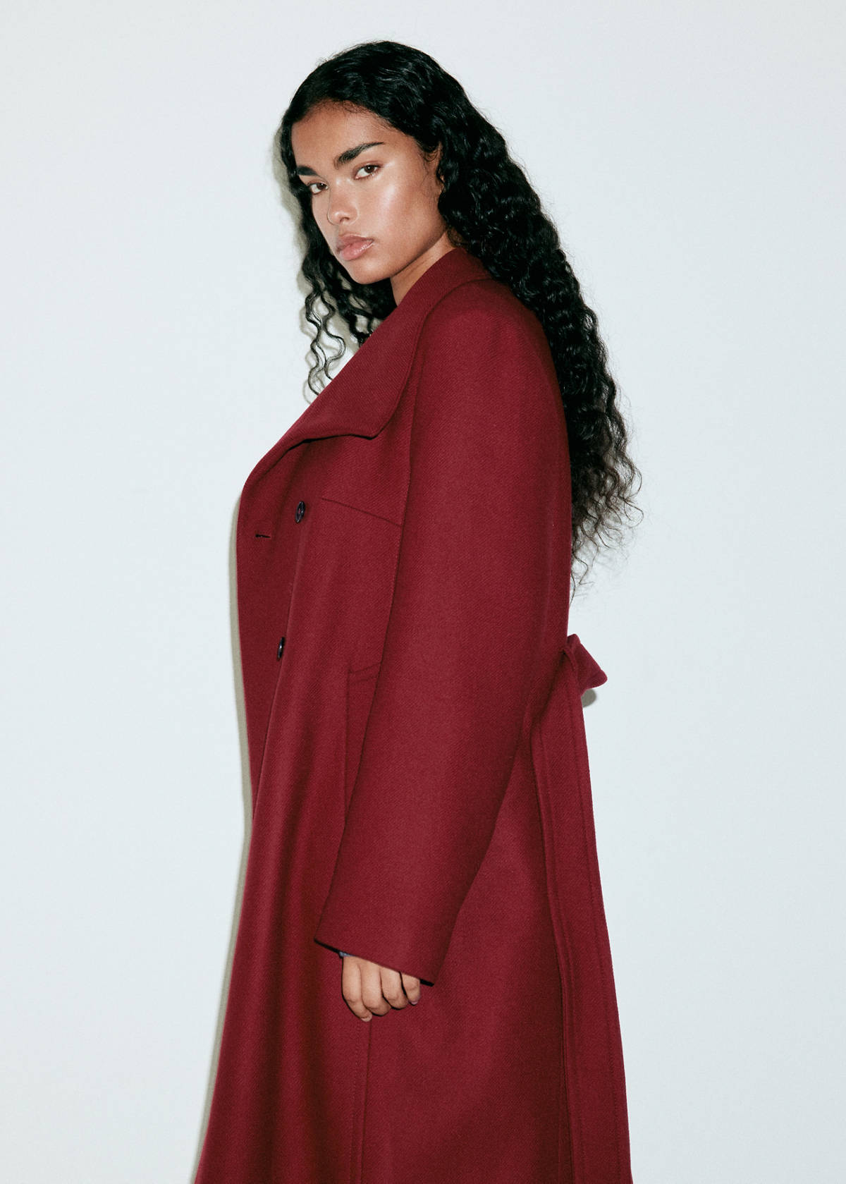 Manteco wool coat with funnel neck — Red