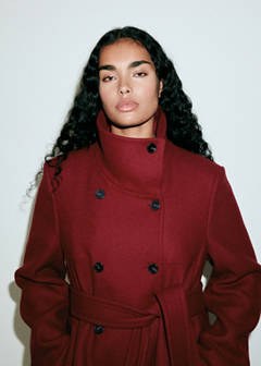 Manteco wool coat with funnel neck — Red 6