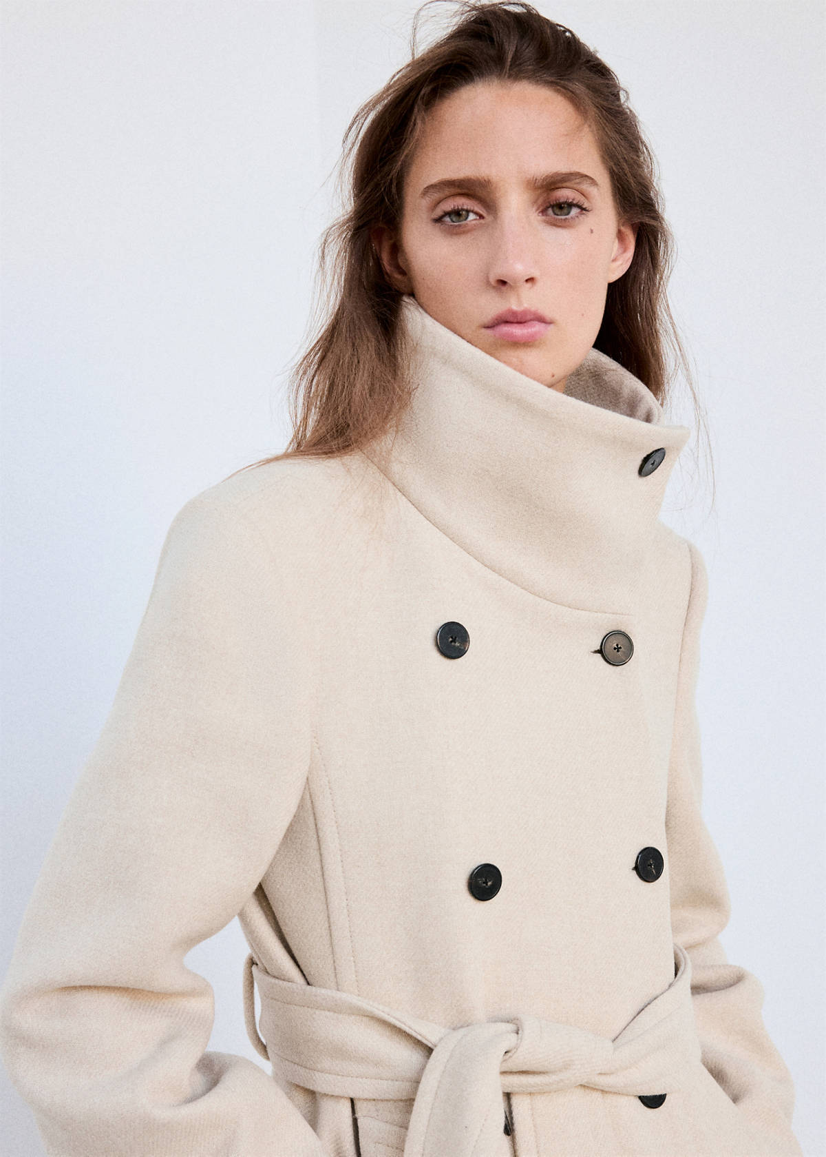 Manteco wool coat with funnel neck — Light/Pastel Grey