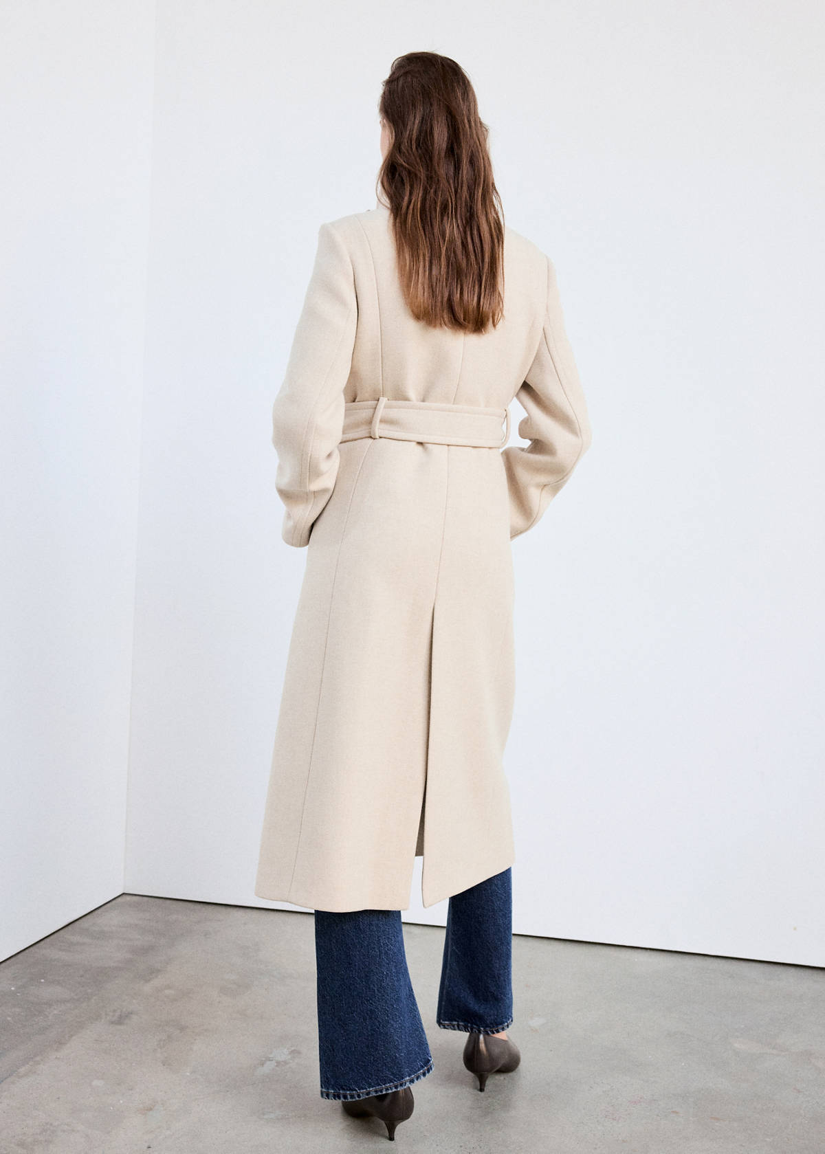 Manteco wool coat with funnel neck — Light/Pastel Grey