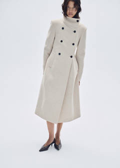 Manteco wool coat with funnel neck — Light/Pastel Grey 13