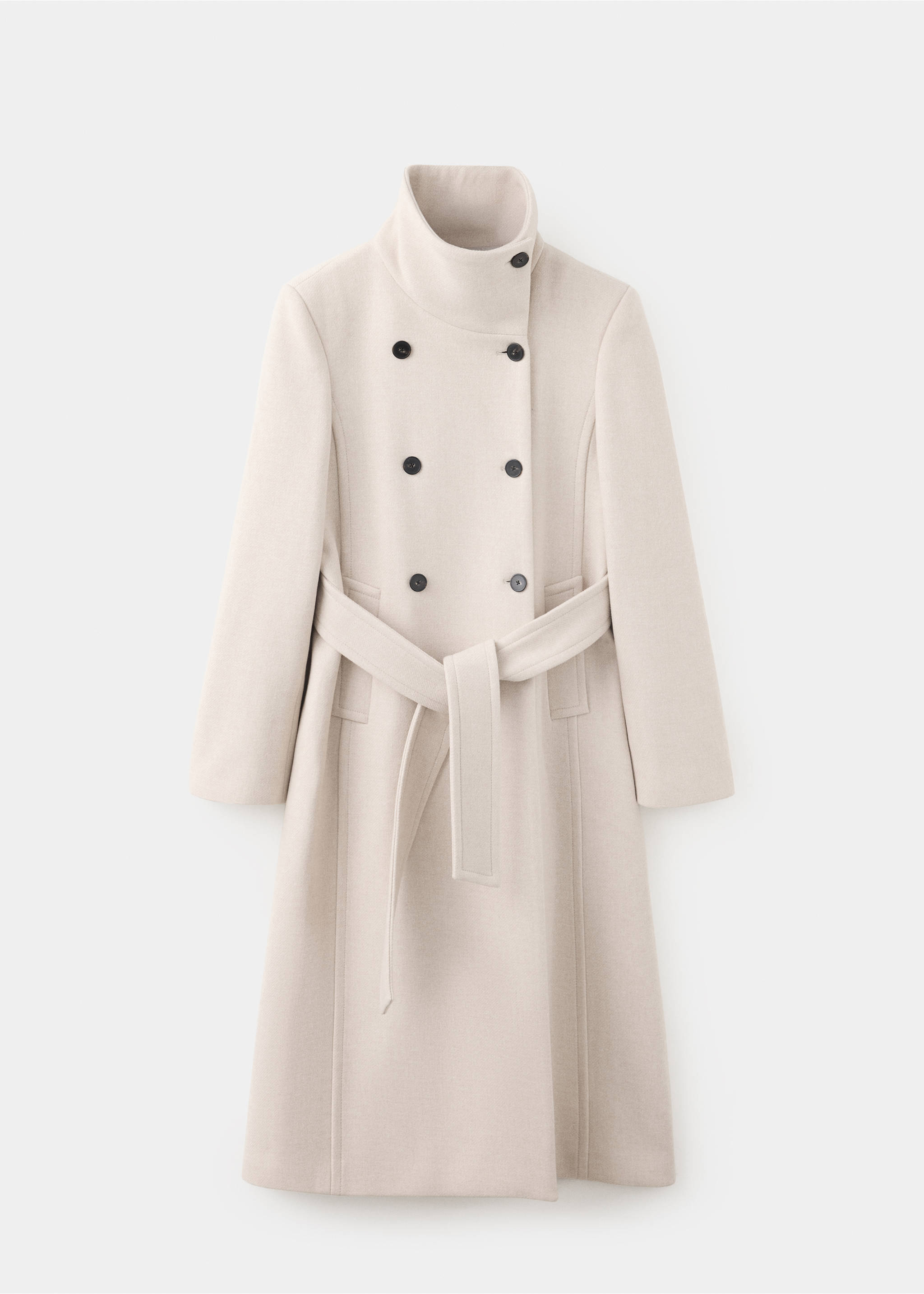 Manteco wool coat with funnel neck - Article without model, Light/Pastel Grey. Ref: 37017808-00.