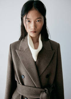 Woollen coat with belt — Medium Brown 4