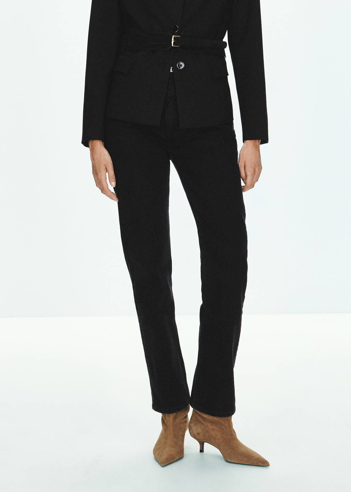 Slim-fit high-waist jeans — Black denim