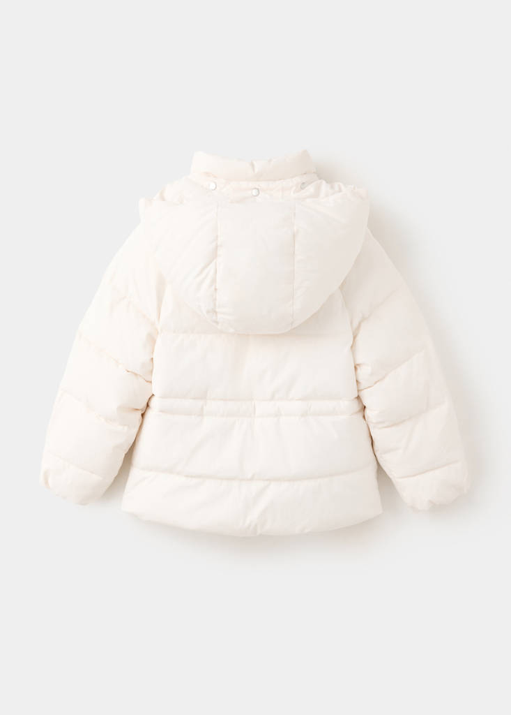 Hood puffer coat — White