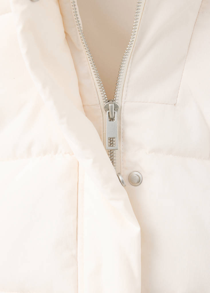 Hood puffer coat — White