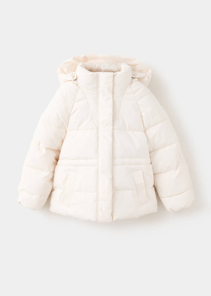 Hood puffer coat — White