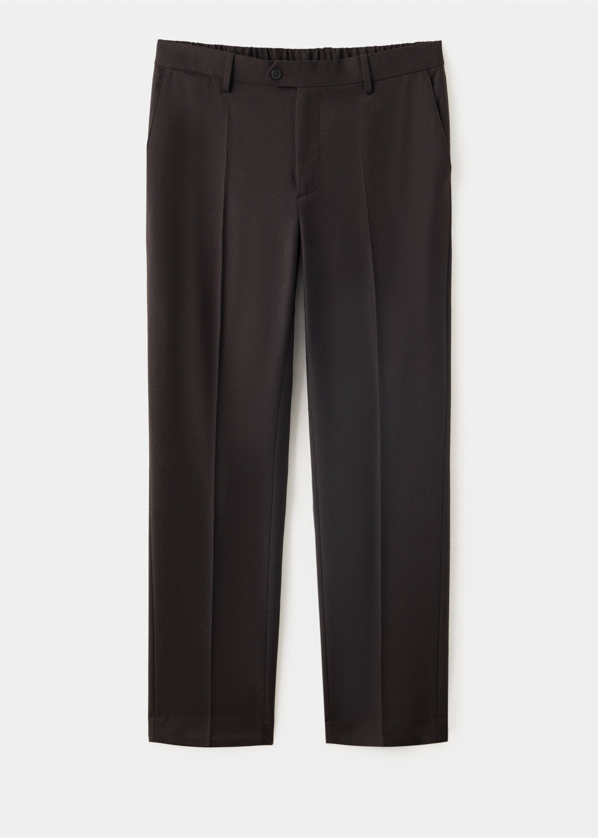 Dark brown tailored trousers with straight legs and belt loops., Brown. Ref: 37017886-00.