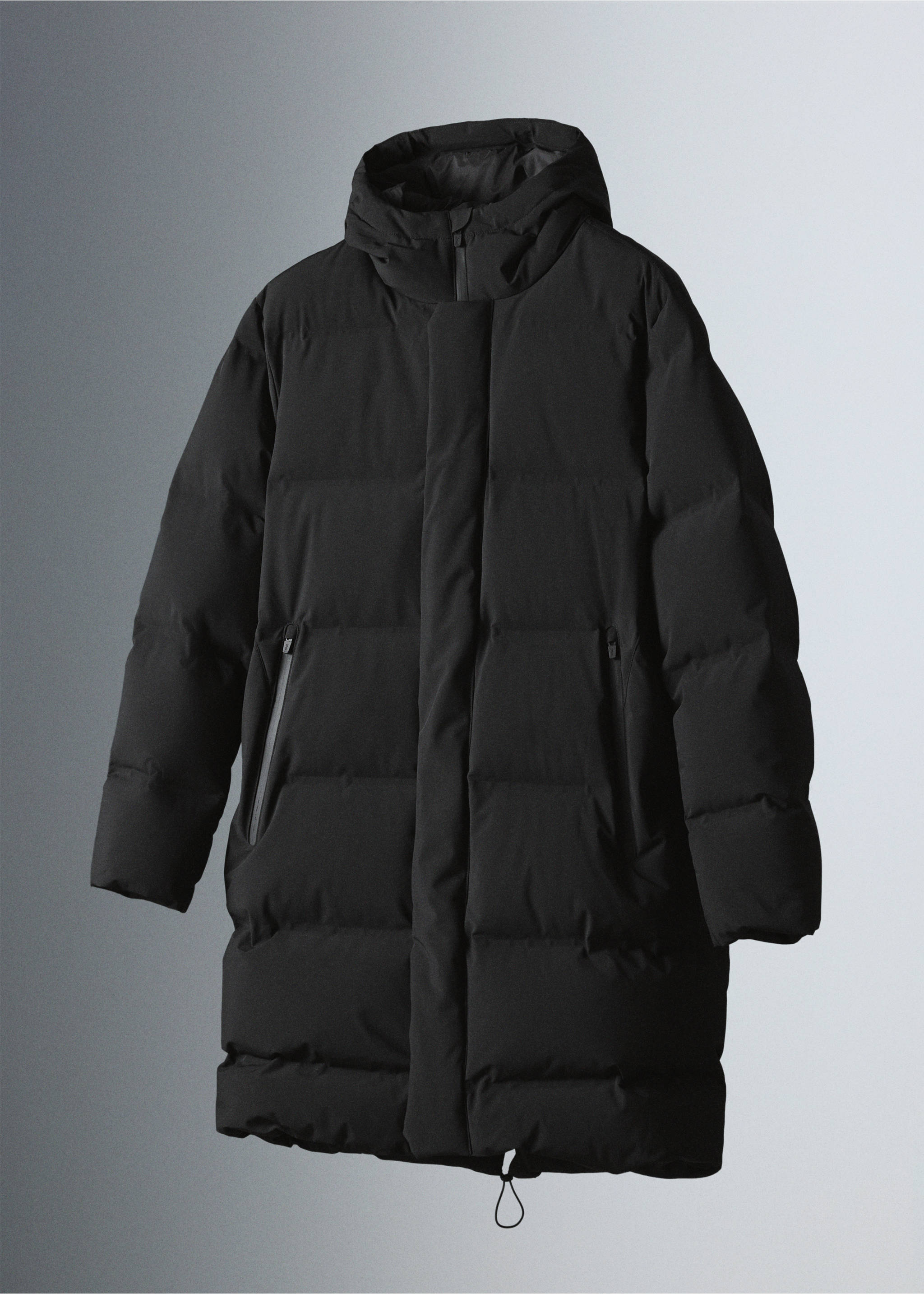Padded anorak filled with down, water-repellent - Details of the article 5, Black. Ref: 37017888-00.