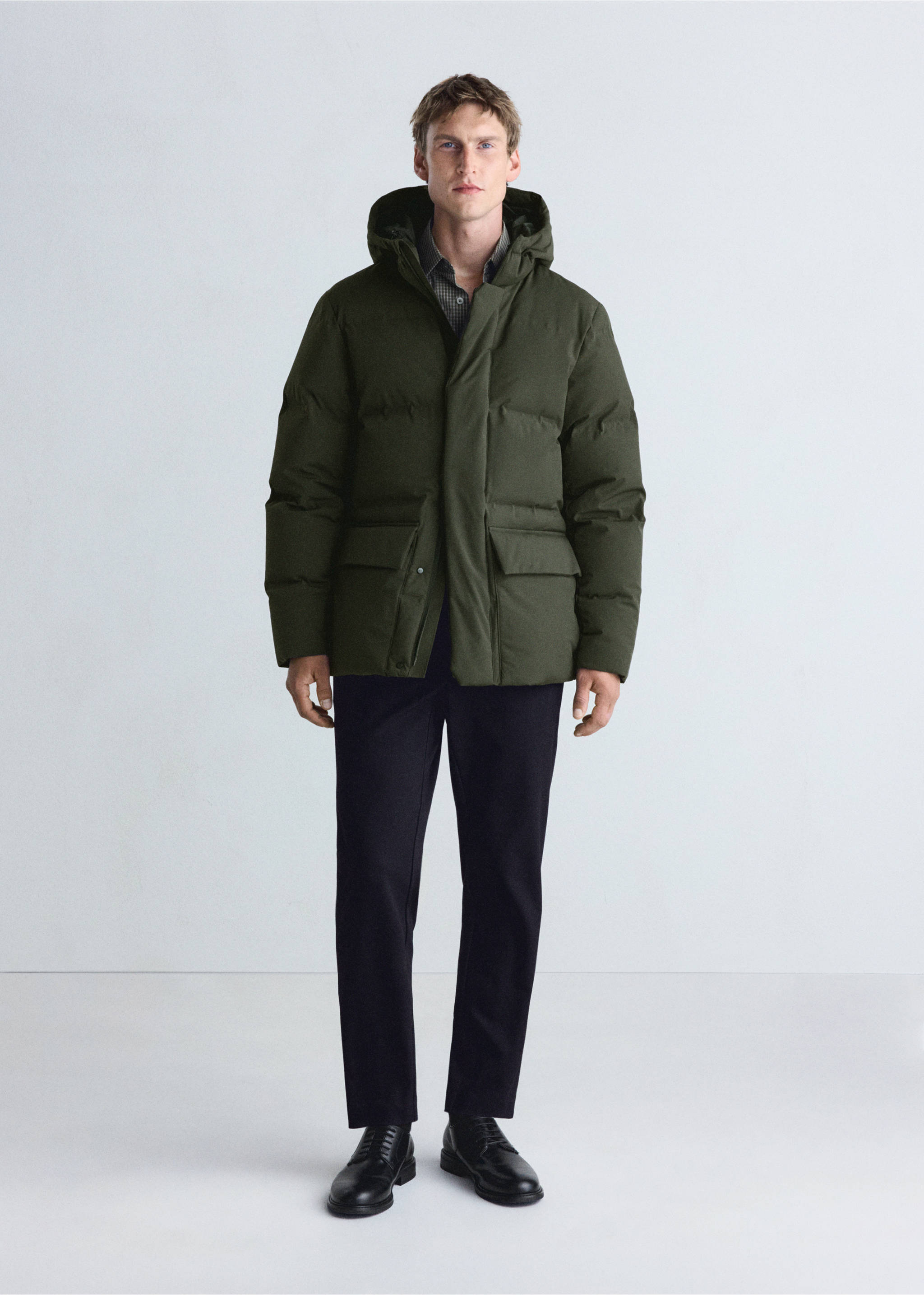 Anorak matelassé rembourré de duvet, imperméable - Plan général, Vert foncé. Ref: 37017889-00.