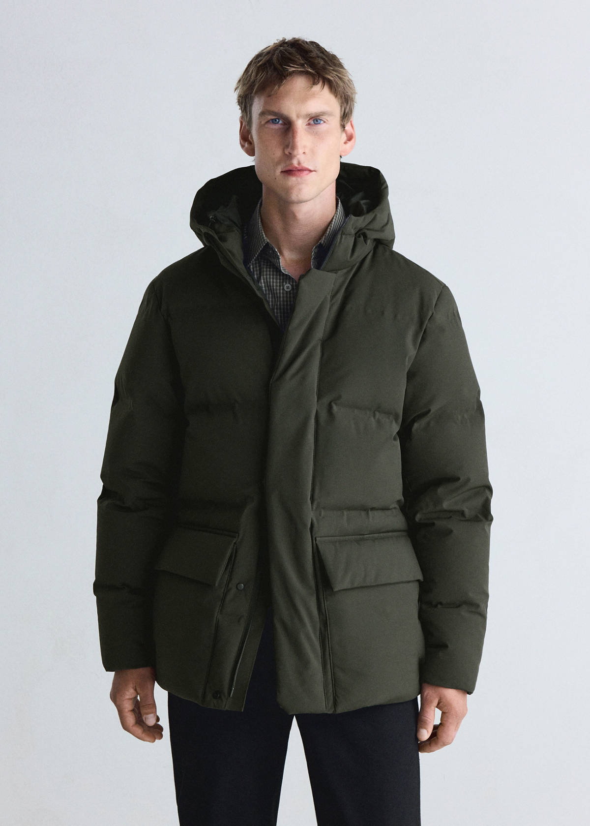 Waterproof quilted down-filled anorak — Dark Green