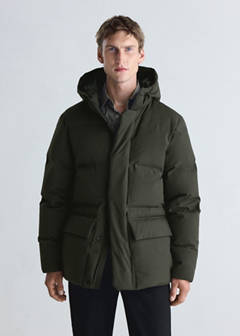 Waterproof quilted down-filled anorak — Dark Green 1