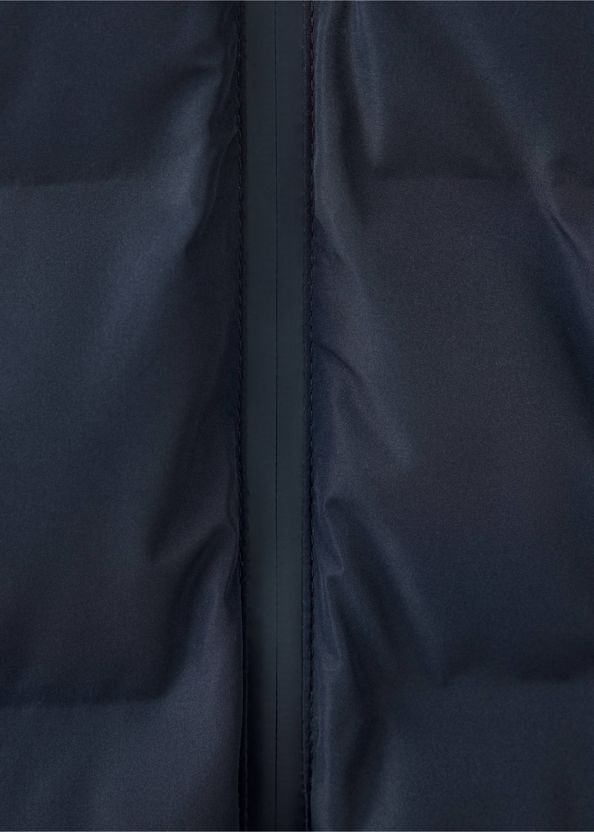 Anorak fabric detail showing dark navy padded texture and zipper., Navy. Ref: 37017890-00.